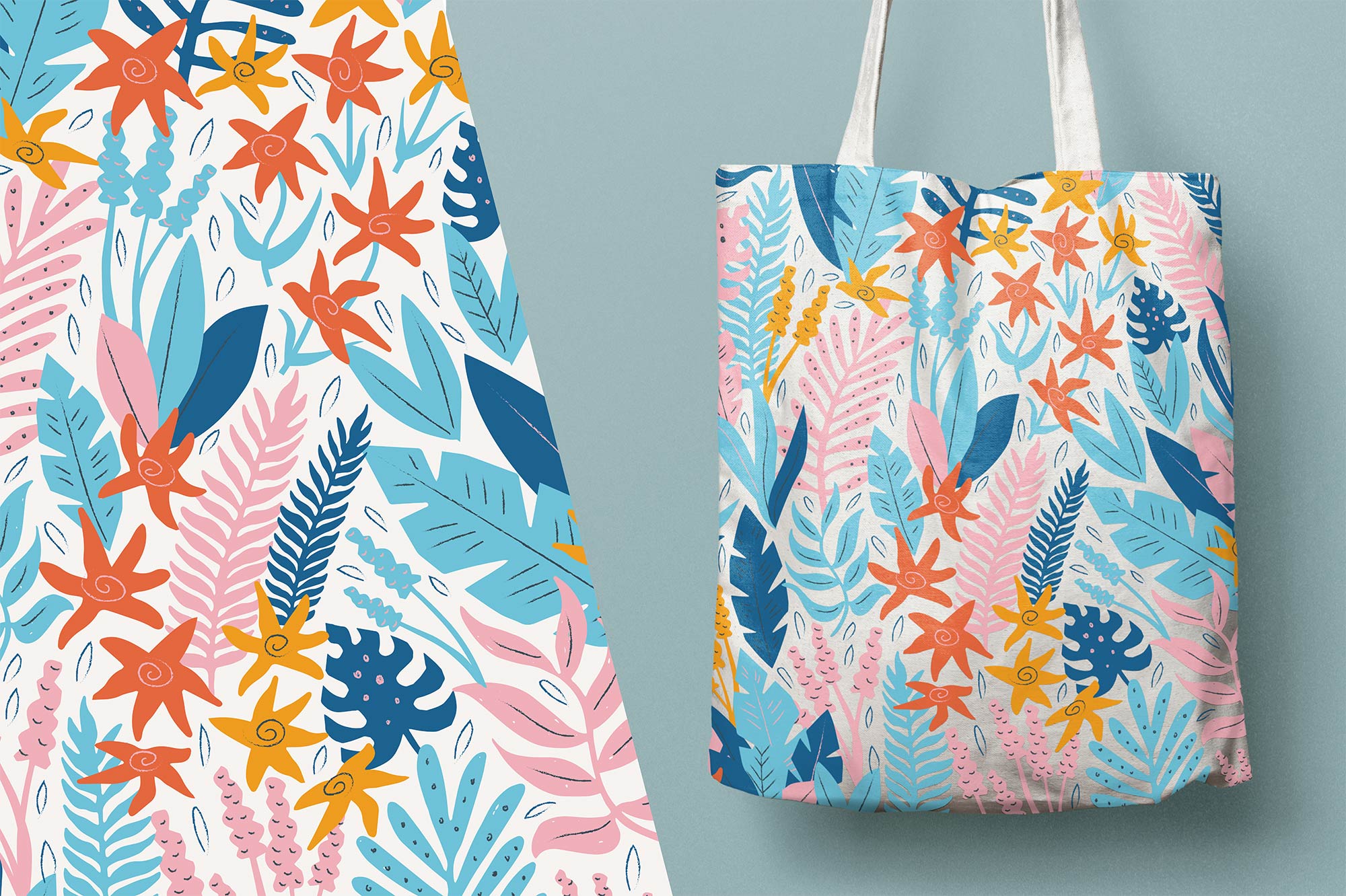 Eden Project floral leaf cotton bag