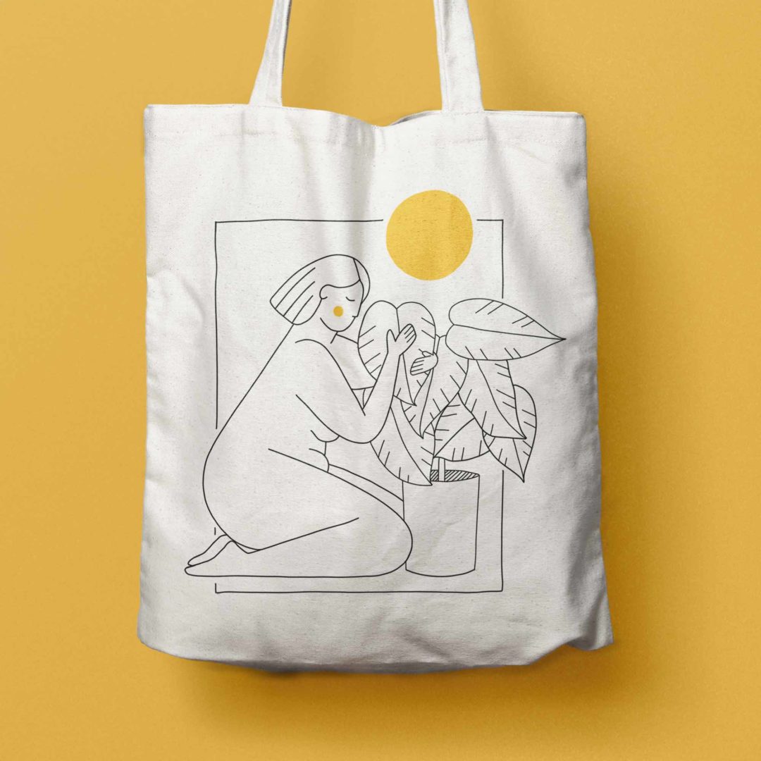 Me and my plants illustrated tote bag